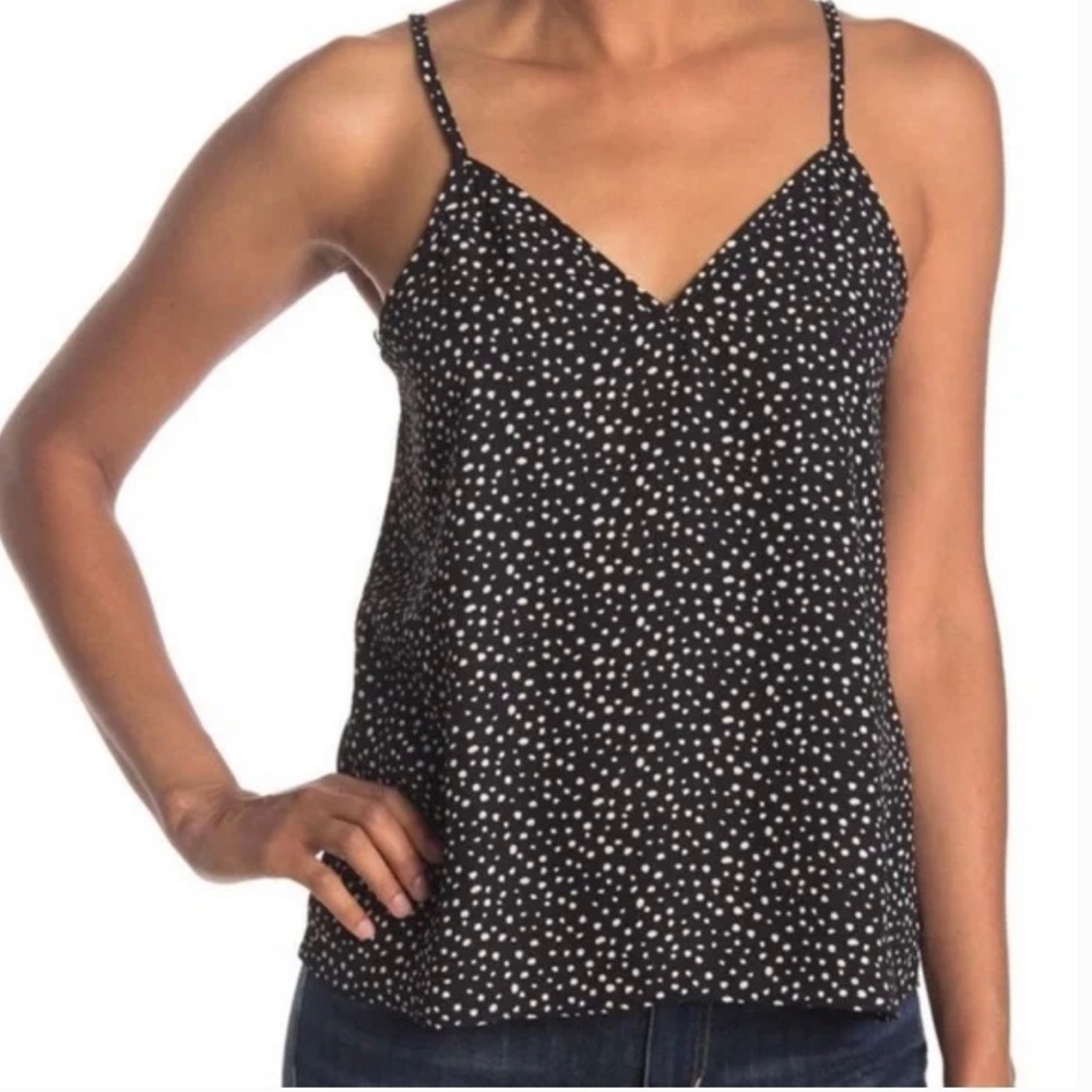 NWT Abound Black Dot Strappy Tank Top SZ M Black White